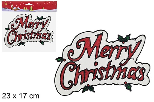 [109920] Adesivo gel Merry Christmas rosso 23x17 cm