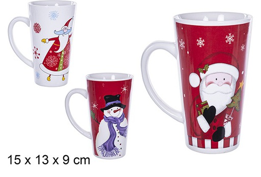 [109414] Mug de Noël en céramique décoré assorti 15x13 cm
