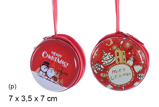 [109426] CHRISTMAS DECORATED METAL COIN PURSE 7X3.5 CM   