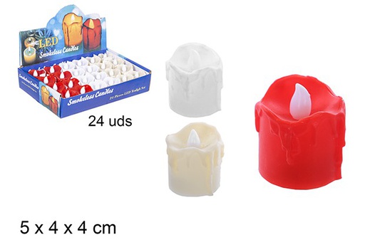[109471] Bougie PVC blanc/rouge/crème 5x4 cm