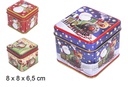 Caixa quadrada de Natal em metal com decoração variada 8 cm