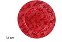 Assiette ronde décorée de fleurs rouges 33 cm