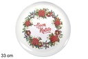 Assiette ronde crème bords rennes décorée assortiment Noël 33 cm