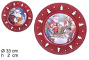 Plato redondo rojo borde árbol decorado surtido Navidad 33 cm  