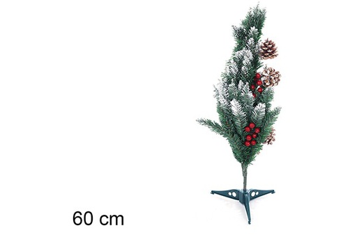 [109694] Snowy PVC tree with berries and pine cones 60 cm