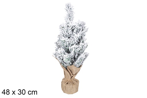 [109696] Snowy PVC tree with jute base 48x30 cm