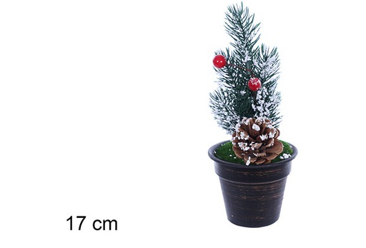 [109700] Maceta con arbolito pvc nevado decorado 17cm