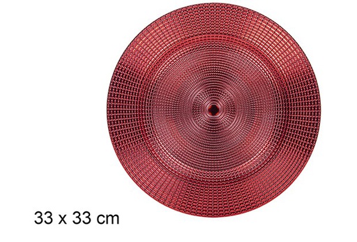 [109717] Plato redondo rojo puntos relieve 33 cm 