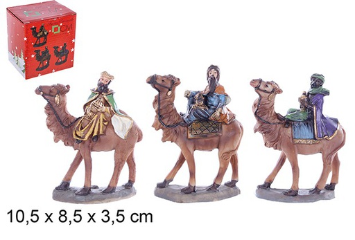 [109733] Set 3 reyes magos a camello 10cm