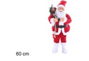 Papa Noel PVC con saco de regalos y 6 luces LED y farol 60 cm