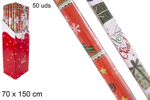 [109804] Présentoir assortiment de papier cadeau de Noël 70x150 cm