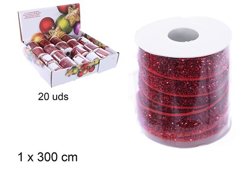 [109833] Red velvet Christmas ribbon 1x300 cm