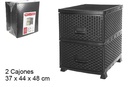 Cajonera plástico ratan negra 2 cajones