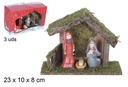 Nacimiento 3 piezas pesebre madera 23x10 cm