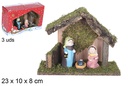 Nacimiento 3 piezas pesebre madera 23x10 cm