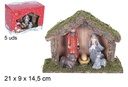 Nacimiento 5 piezas pesebre madera 21x9x14,5 cm