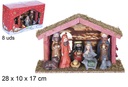 Nacimiento 5 piezas pesebre madera 28x10x17 cm