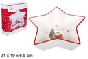 Bandeja cerámica forma estrella Navidad 21x19 cm