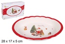 Bandeja ovalada cerámica Navidad decorada Papa Noel 28x17 cm