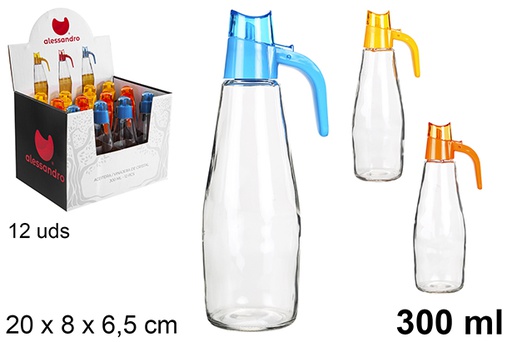 [105842] Galheteiro de vidro com rolha de plastico em cores sortidas 300 ml