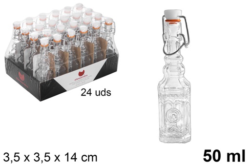 [107628] Bottiglia quadrata in vetro con tappo meccannico 50 ml