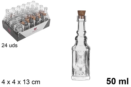 [107823] Mini bouteille en verre carrée de 50 ml