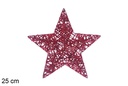 Figura estrella trenzada roja brillo 25 cm