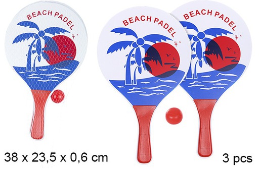 [108618] Rectangular beach racket set decorated palmera