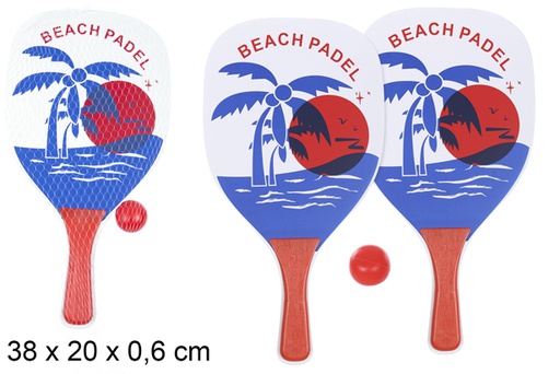 [108623] Juego paletas playa rectangular decorado palmera