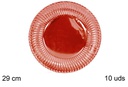 Pack 10 platos papel Navidad rojo 29 cm
