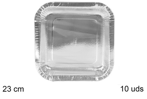 [109576] Pack 10 piatti quadrati in carta argento Natale 23 cm