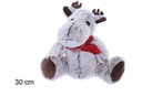 Peluche reno gris con bufanda roja 30 cm