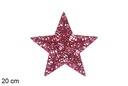 Figura de estrela trançada com glitter vermelho 20 cm