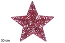 Figura estrella trenzada rojo brillo 30 cm