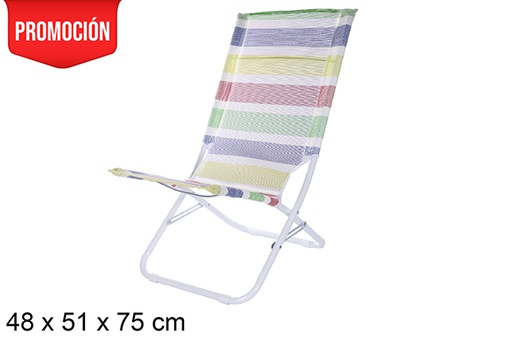 [108413] Silla playa metal blanco Fibreline rayas colores