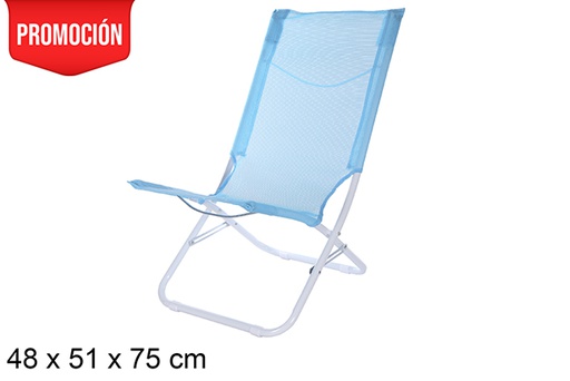 [108415] Silla playa metal blanco Fibreline azul
