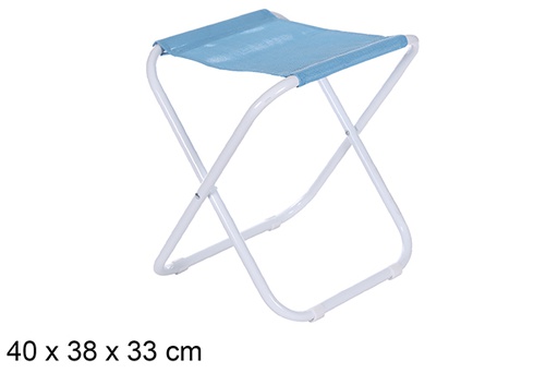 [108418] White metal beach stool Fibreline blue