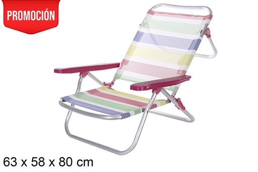 [108419] Silla playa aluminio Fibreline rayas colores con asas