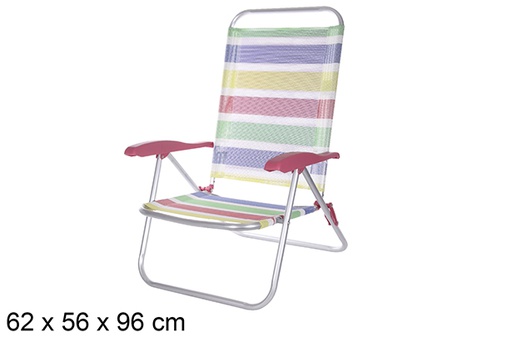 [108422] Chaise de plage en aluminium Fibreline à rayures colorées