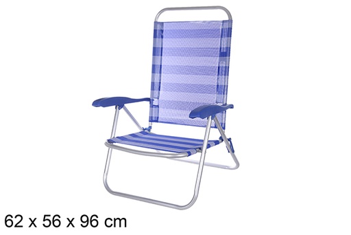 [108423] Cadeira de praia em alumínio Fibreline listras azuis/brancas