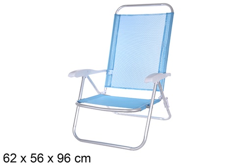 [108424] Chaise de plage en aluminium Fibreline bleue