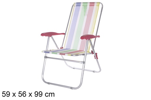 [108425] Cadeira de praia em alumínio Fibreline listras coloridas