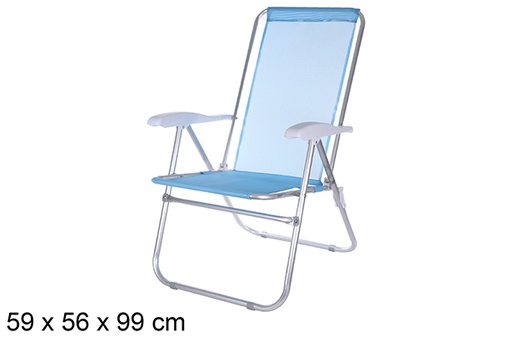 [108427] Chaise de plage en aluminium Fibreline bleue