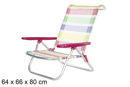 [108428] Fibreline aluminum beach chair with colorful stripes