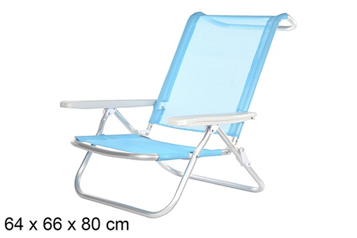 [108430] Chaise de plage en aluminium Fibreline bleue
