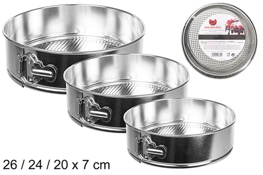 [108353] Pack 3 removable round stainless steel molds 20/24/26 cm