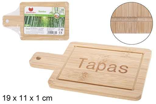 [108385] Tagliere in bambù con manico per coperchio 19x11 cm
