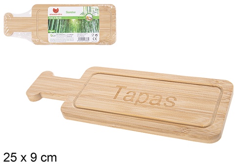 [108386] Tagliere in bambù con manico per Tapas 29x19 cm