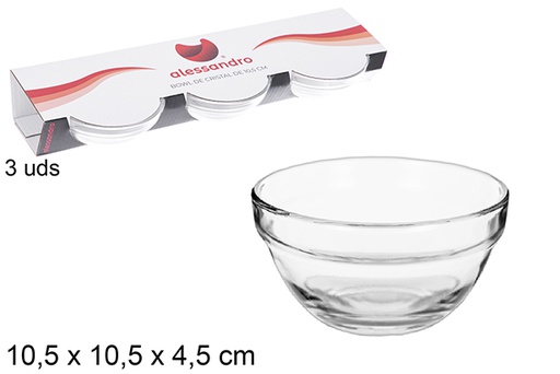 [108010] Pack 3 glass bowls 10,5 cm