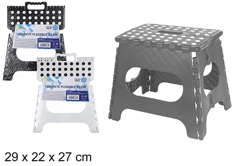 [108377] Folding plastic stool three assorted colors 27 cm